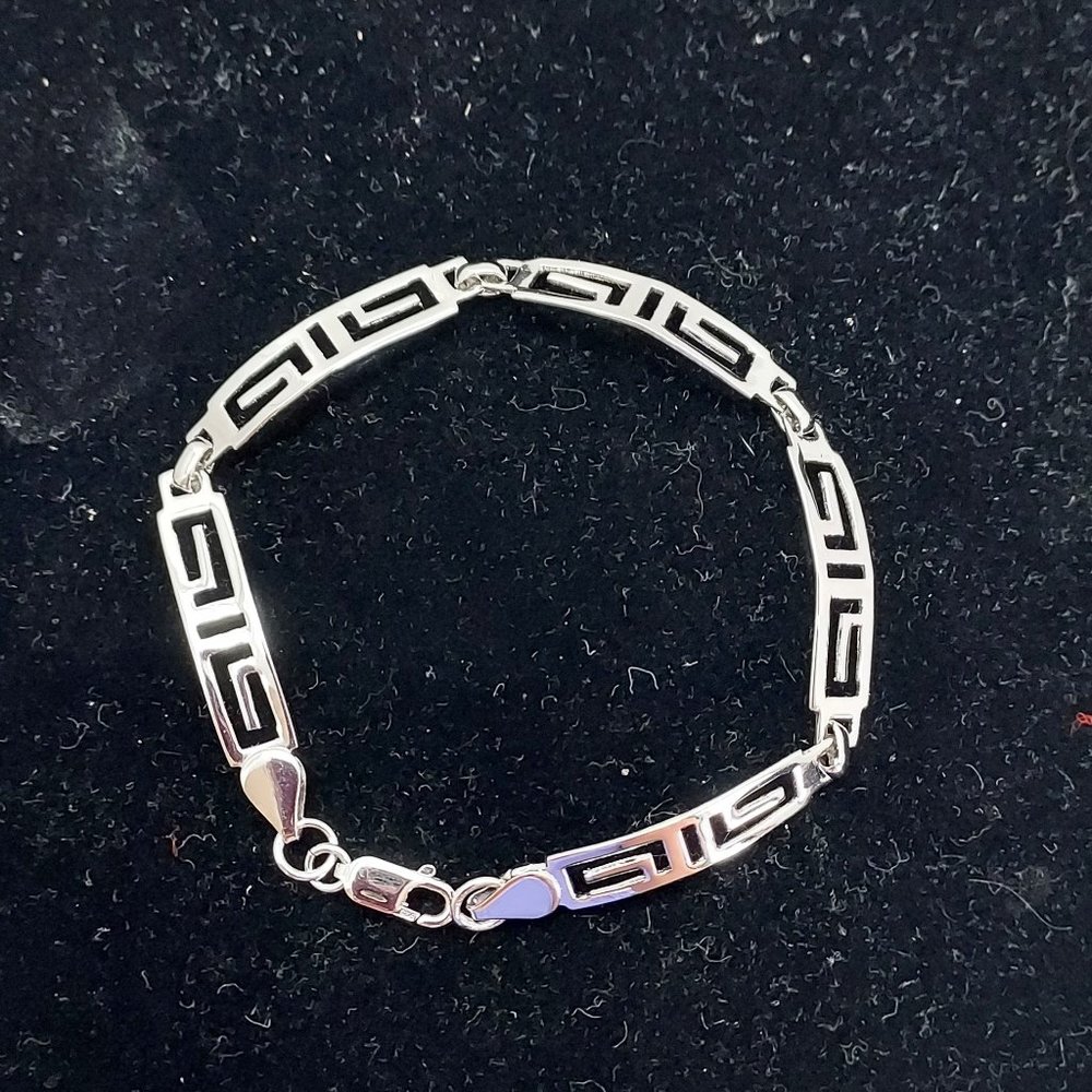 Greek Key Bracelet in .925 Sterling Greek Key Design Bracelet 7 1/2 Inch  Silver